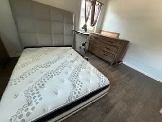 Dresser, headboard and mattress
