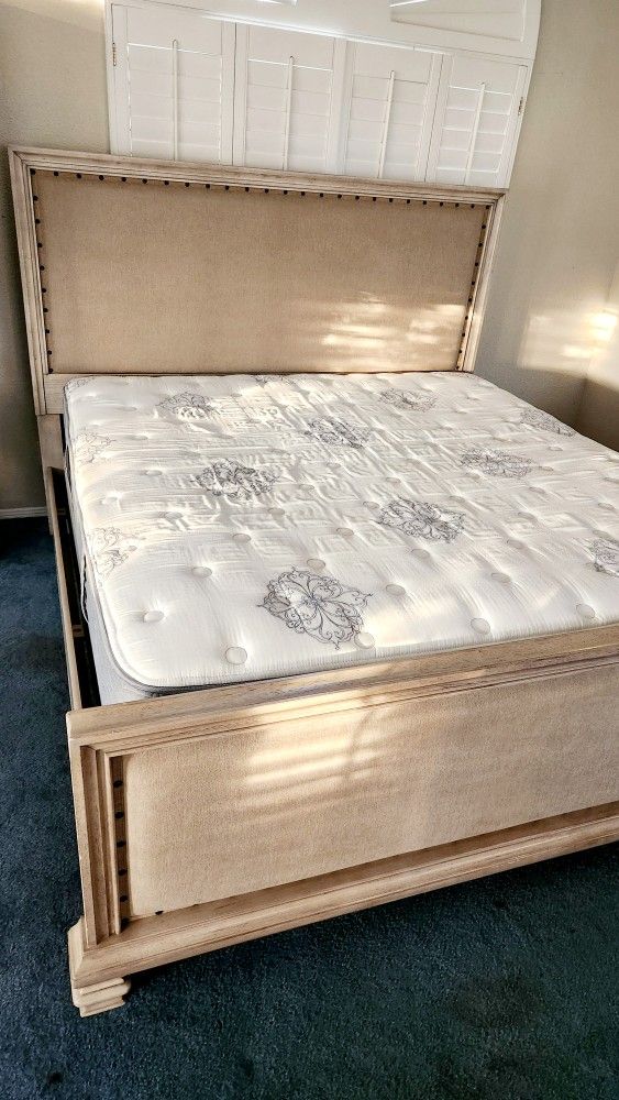 Cal King Bed Frame & Mattress 