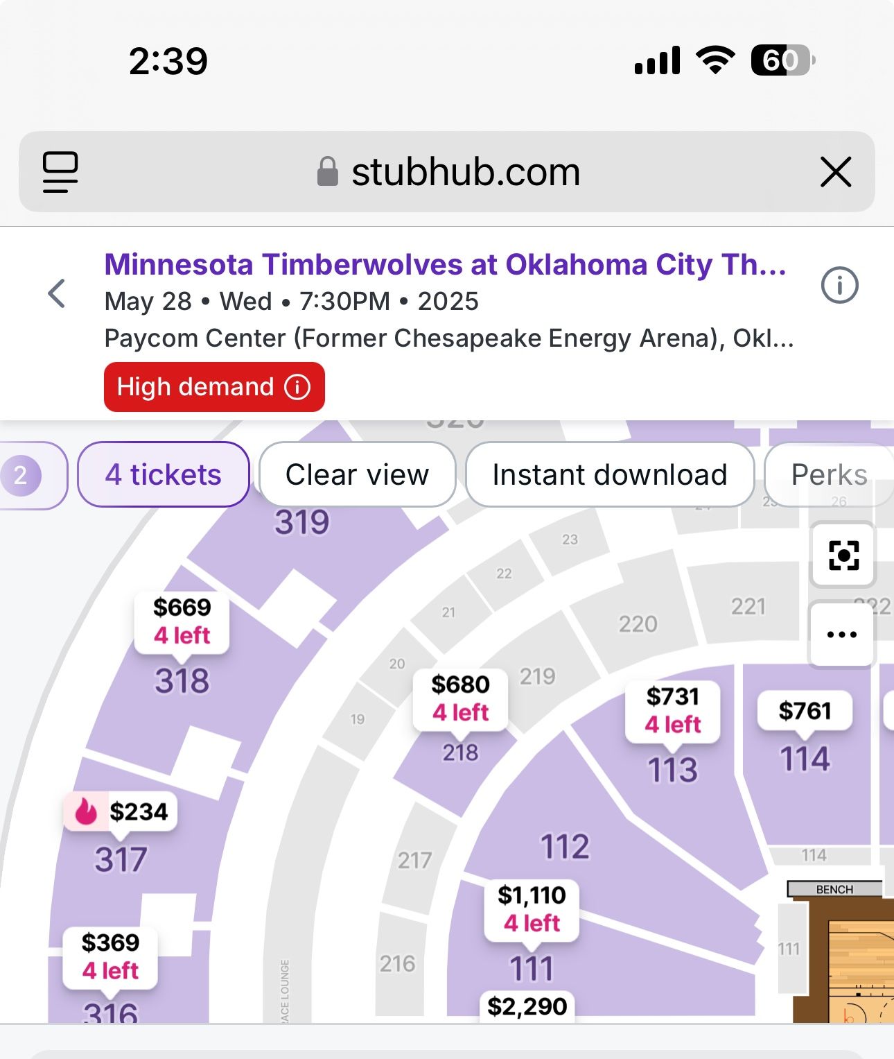 4 Thunder Playoff Tickets