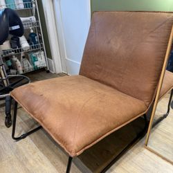 Set Of Two Brown Sued Chairs .