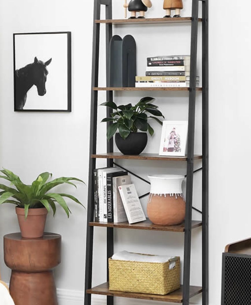 5 Tier Bookshelf Ladder Shelf