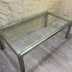 GLASS & METAL TABLE (HEAVY - High Quality) - Local Delivery Available for a Fee - See My Other Items 😀