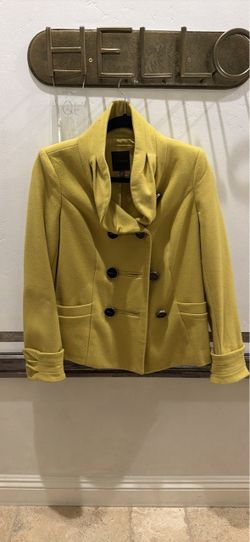 Chartreuse Double-Breasted Wool Blend Coat- size Small