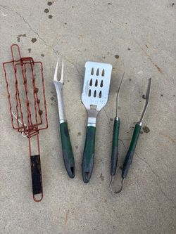 BBQ tools and a hot dog rack.