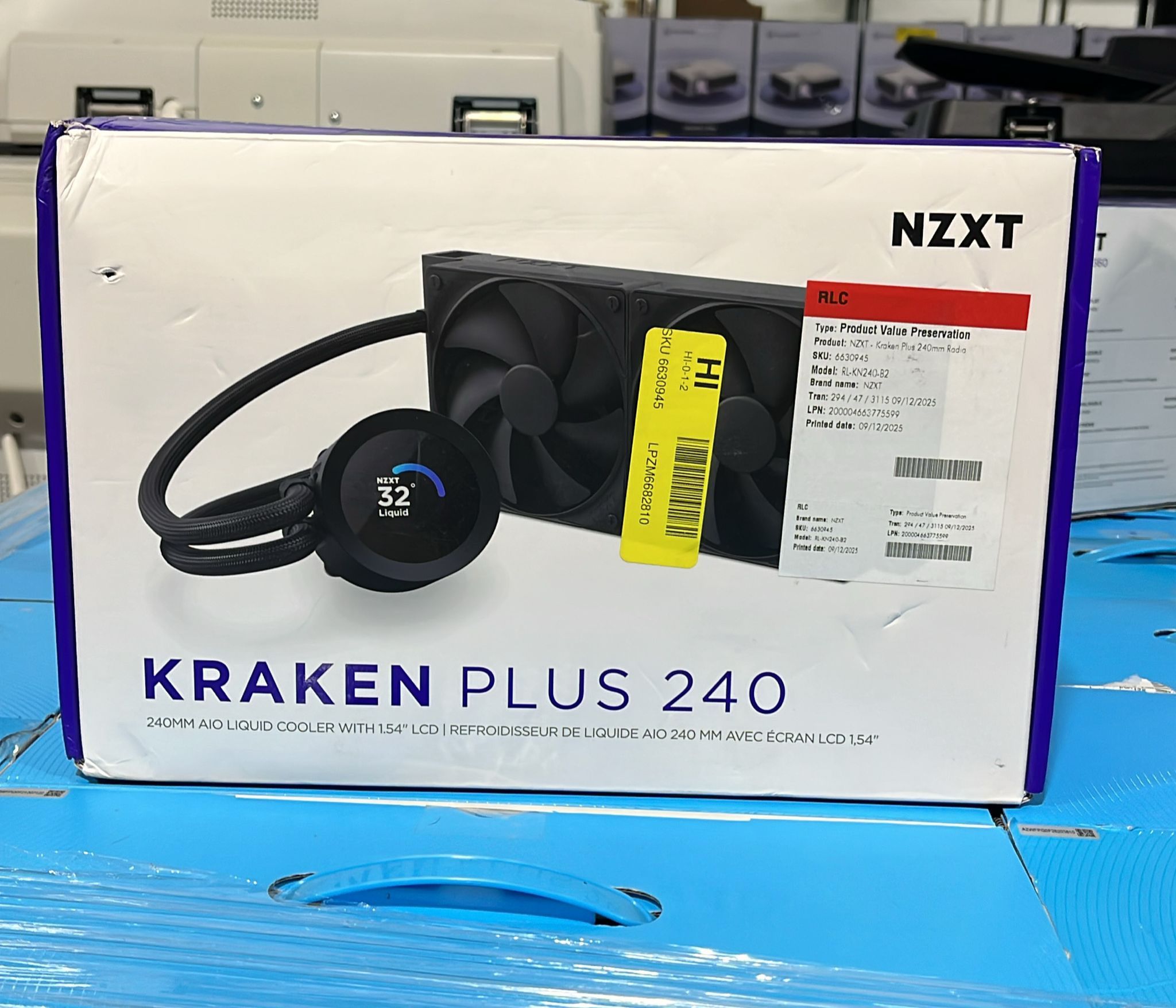 NZXT Kraken Plus AIO CPU Liquid Cooler, model number RL-KN240-B2 1pc $80 open box