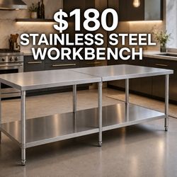 Brand new 106 by 24”  inch stainless steel steel bench