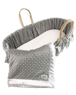 Moses Basket Bedding Minky Dot Gray New