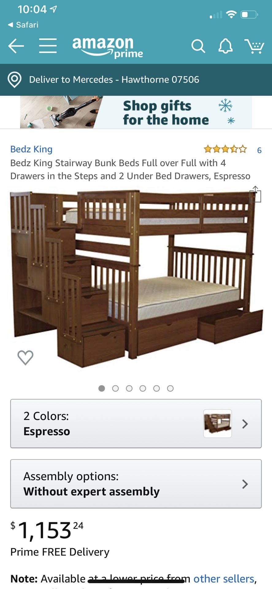 Bunk bed with stairs, mattress and storage .. ( twin over twin )