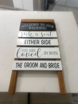 Wooden "Welcome to Our Wedding" Easel Sign