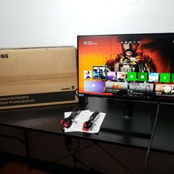 New SAMSUNG FT45 Series 22" FHD 1080p Computer Monitor, 75Hz, IPS Panel, HDMI, DisplayPort, USB Hub, Height Adjustable Stand, (LF22T454FQNXGO), Black