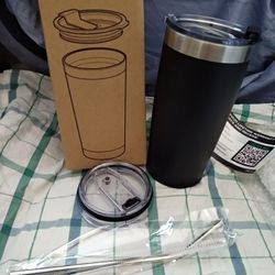 20 oz Stainless Steel Tumbler Insulated Coffee Cup Travel Mug With Straw