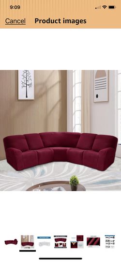 ULTICOR 7-Piece Sectional Sofa Covers, Velvet Stretch Reclining Couch Covers for Reclining L Shape Sofa, Thick, Soft, Washable (Dark Grey, 5 Seat Recl