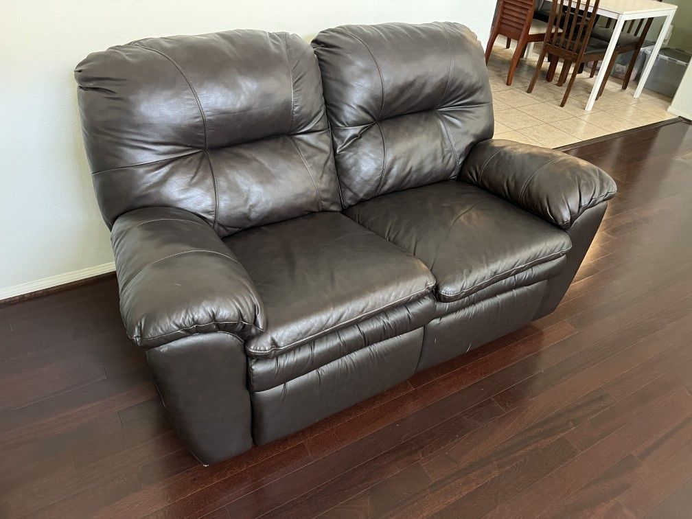 Leather Loveseat Couch Dakr Brown