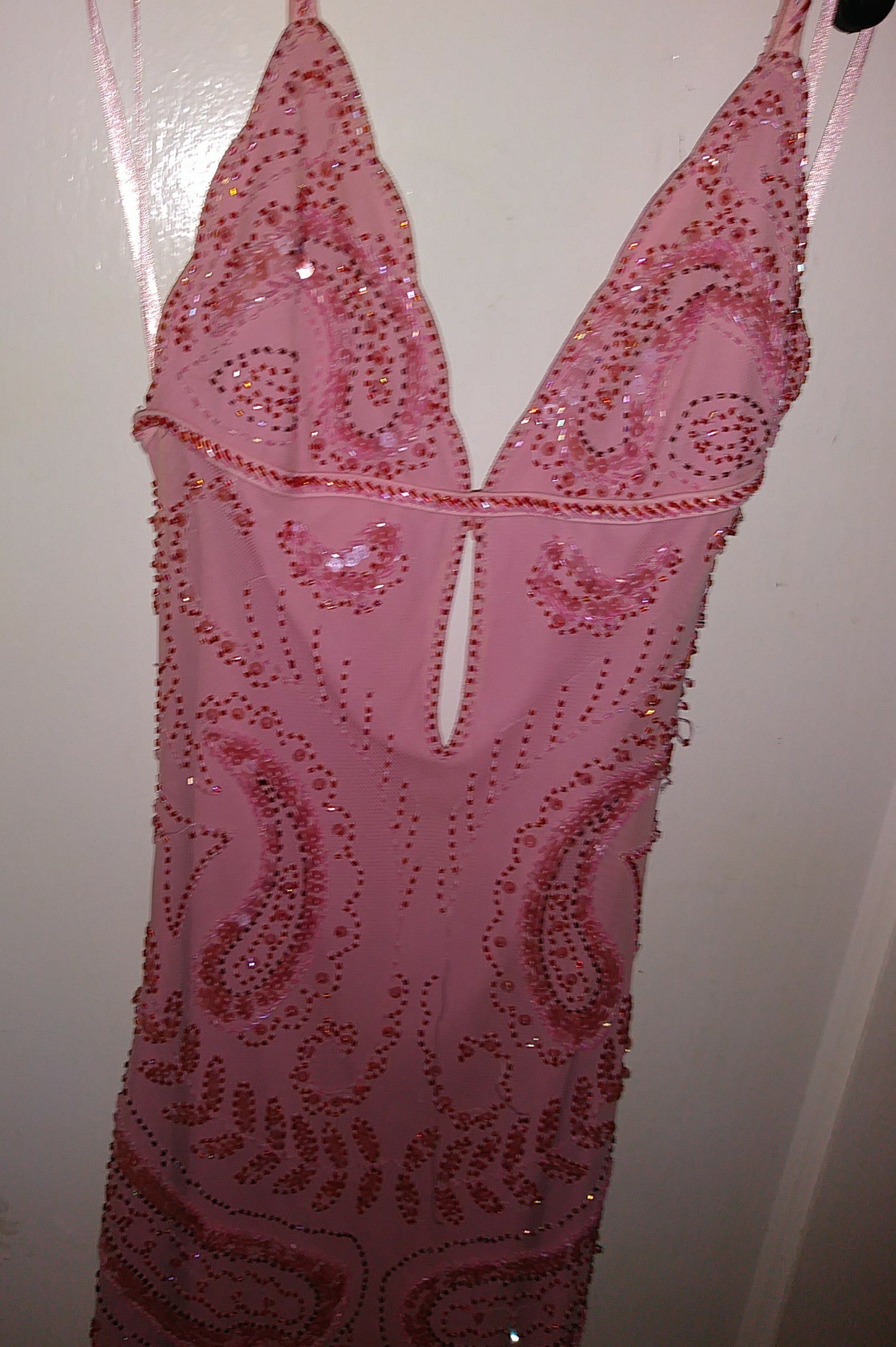 Attitudes by Deborah long Sequin Pink Formal Dress Size XS