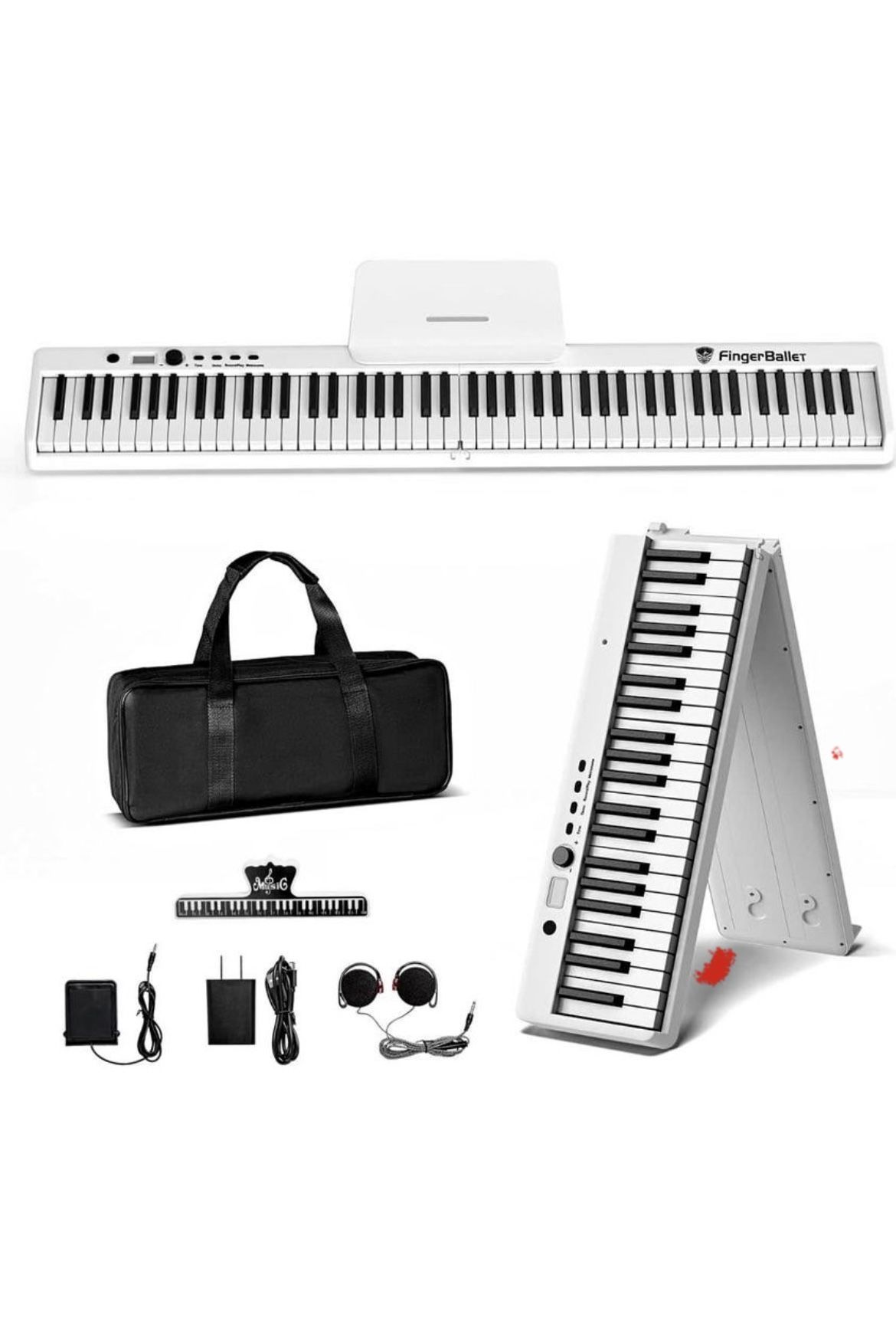 Portable Piano Keyboard, Semi-Weighted Folding Digital Piano 88 Key