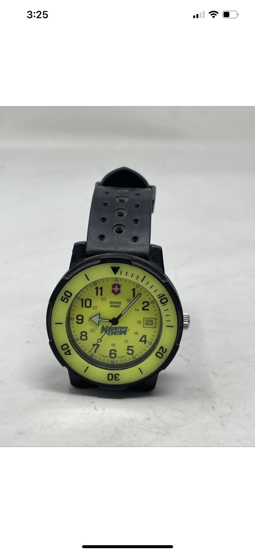 Very Rare Swiss Army Mountain Dew Limited Edition Yellow Andre Agassi Striker II