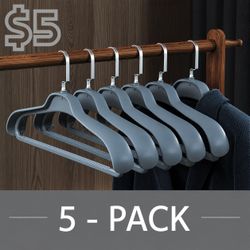 [NEW] 17.75" Clothes Hangers - 5 Pack, Gray