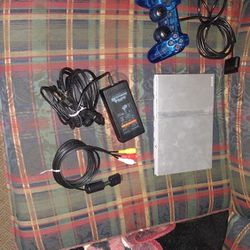 Silver Sony PlayStation 2 PS2 Slim SCPH-79001 Console With Controller & Cords Thumbnail
