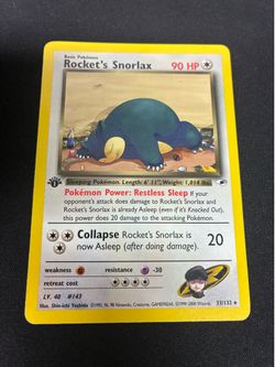 Team Rockets Snorlax 33/132 Gym Heroes 1st EDITION Pokemon Card