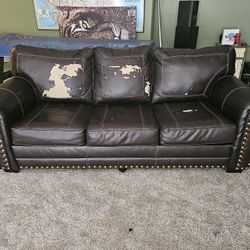 Hidabed Sofa Couch Dark Brown Pull Out Bed