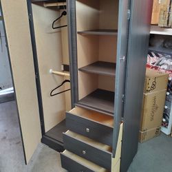 New Large Gray Wardrobe Closet Cabinet With Shelving Storage With 3 Drawers Available In Other Colors 
