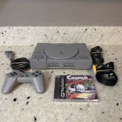 Sony PlayStation 1 Console Bundle w/ Casper Game & Controller - Tested