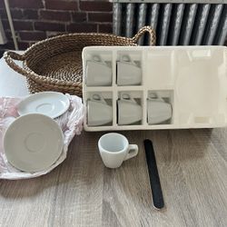 Italian Espresso Mugs and Plate Set