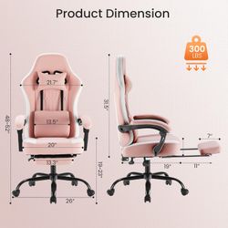 DUMOS Gaming Chair with Linkage Armrests, Video Game Chairs with Pocket Spring Cushion, Ergonomic