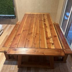 Solid Wood Dining Table With Benches