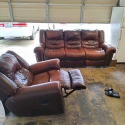 Burgundy Leather Couch Set
