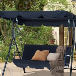 The Black Outdoor Porch Swing with Canopy