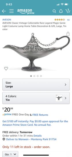 Classic Vintage Collectable Rare Legend Magic Genie Light Costume Lamp Home Table Decoration