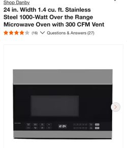 24 in. Width 1.4 cu. ft. Stainless Steel 1000-Watt Over the Range Microwave Oven with 300 CFM Vent