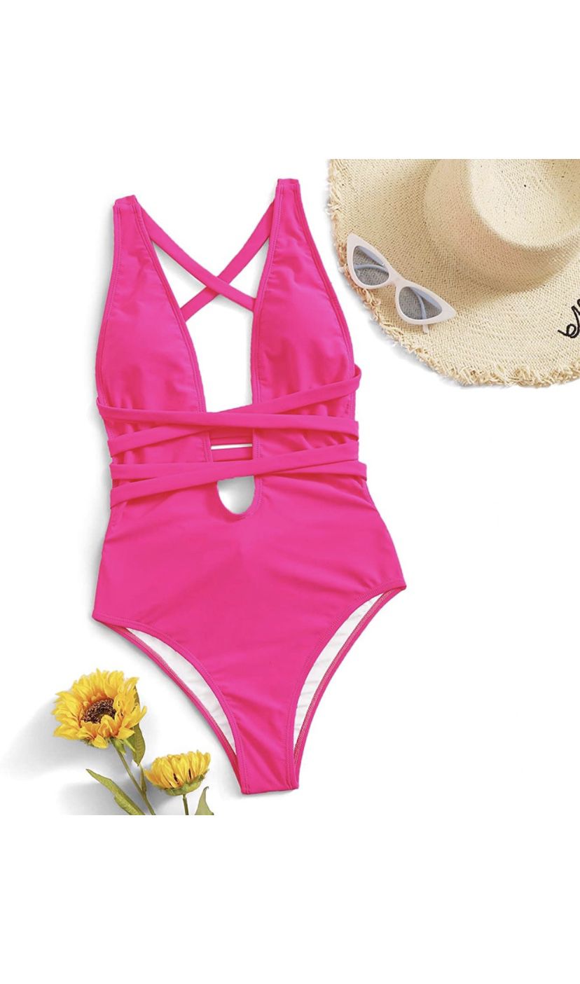NEW, NEVER WORN! Pink Monokini Swimsuit Bikini, Size Medium