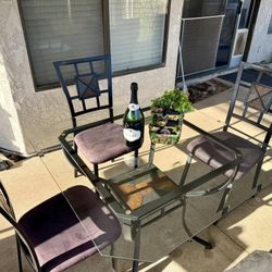 Dining Table and chairs mosaic stone tile Glass Dining Table