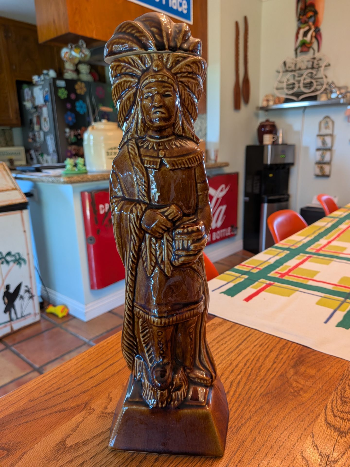 Vintage mid century bar decanter, Ezra Brooks whiskey bottle(empty) dated 1968 booze bottle, liquor /alcohol decanter barware retro bar ware MCM
