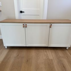 Modern White TV Stand with Open Shelving 
