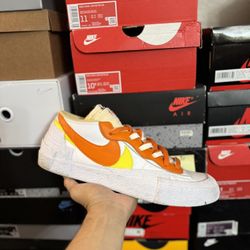 Nike Blazer Low Sacai White Magma Orange size 13  USED But Clean