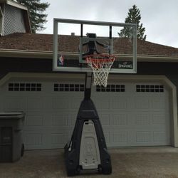 Spalding The Beast 54" Tempered Glass Portable Basketball Hoop Adjustable Basketball Court