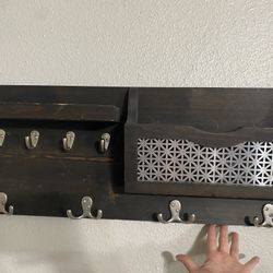 Rustic Modern Entry Way Organizer, Mail Organized, Wooden Shelf, Key Holder, Coat Hanger 