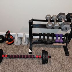 Weights, Kettlebells, Bench