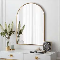 Arched Gold Aluminum Alloy Framed Wall Mirror Decorative Wall Mirror