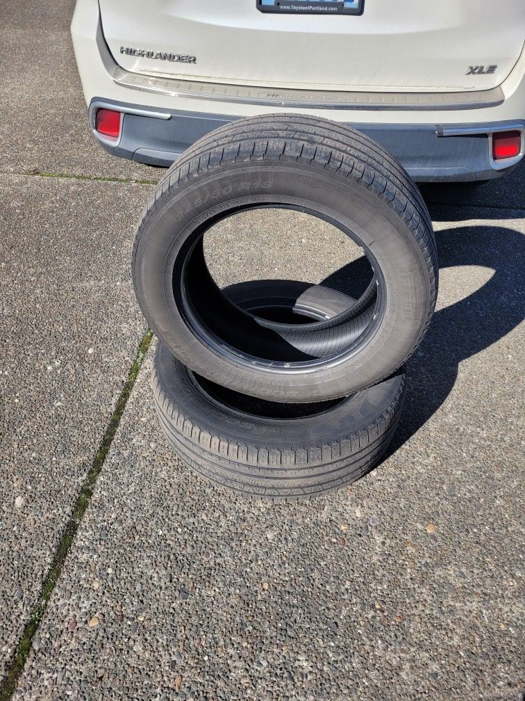 2 Tires Perelly 245/60r18,  No Hole, 4/32.