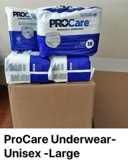 Health ProCare Protective Incontinence Adult Unisex Underwear Large 44”-58” 4 Packs of 18