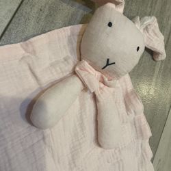 Security Blanket, Cute Rabbit Shape Soft Cotton Safe Skin Friendly Multifunction Baby Comfort Blanket, Soothing Towel Toys for Infant Newborn Toddler 
