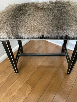 Multi purpose furniture cushion top flux fur  wood legs - 21 inches wide/ 13.5 inches deep / 19.5 high - looks new