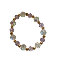 Lavender And Clear Crystal Beaded Bracelet