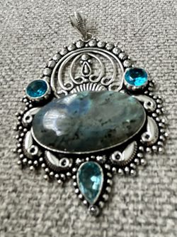 Labradorite Statement Pendant In Sterling Silver 