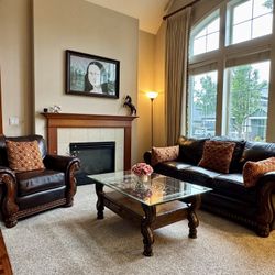 Leather Sofa & Loveseat, And Coffee Table & Side Table