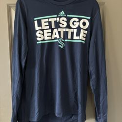 NWT Mens Seattle Kraken adidas AEROREADY Creator Long Sleeve Blue T-Shirt Size Large